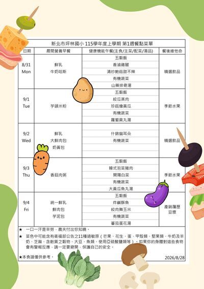 115-1第1週菜單